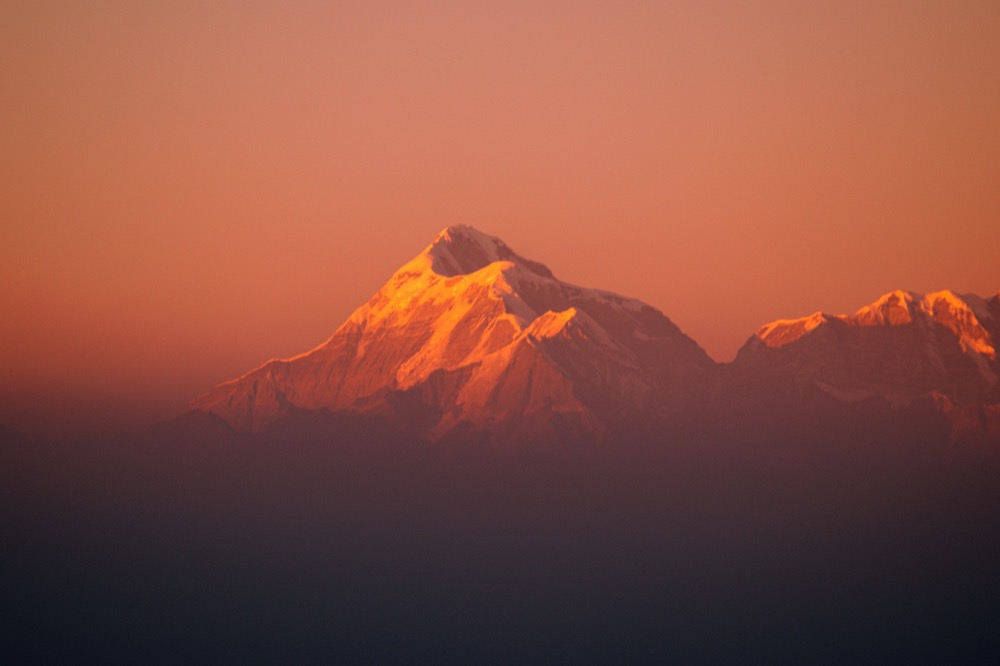 Himalayan peaks at sunset