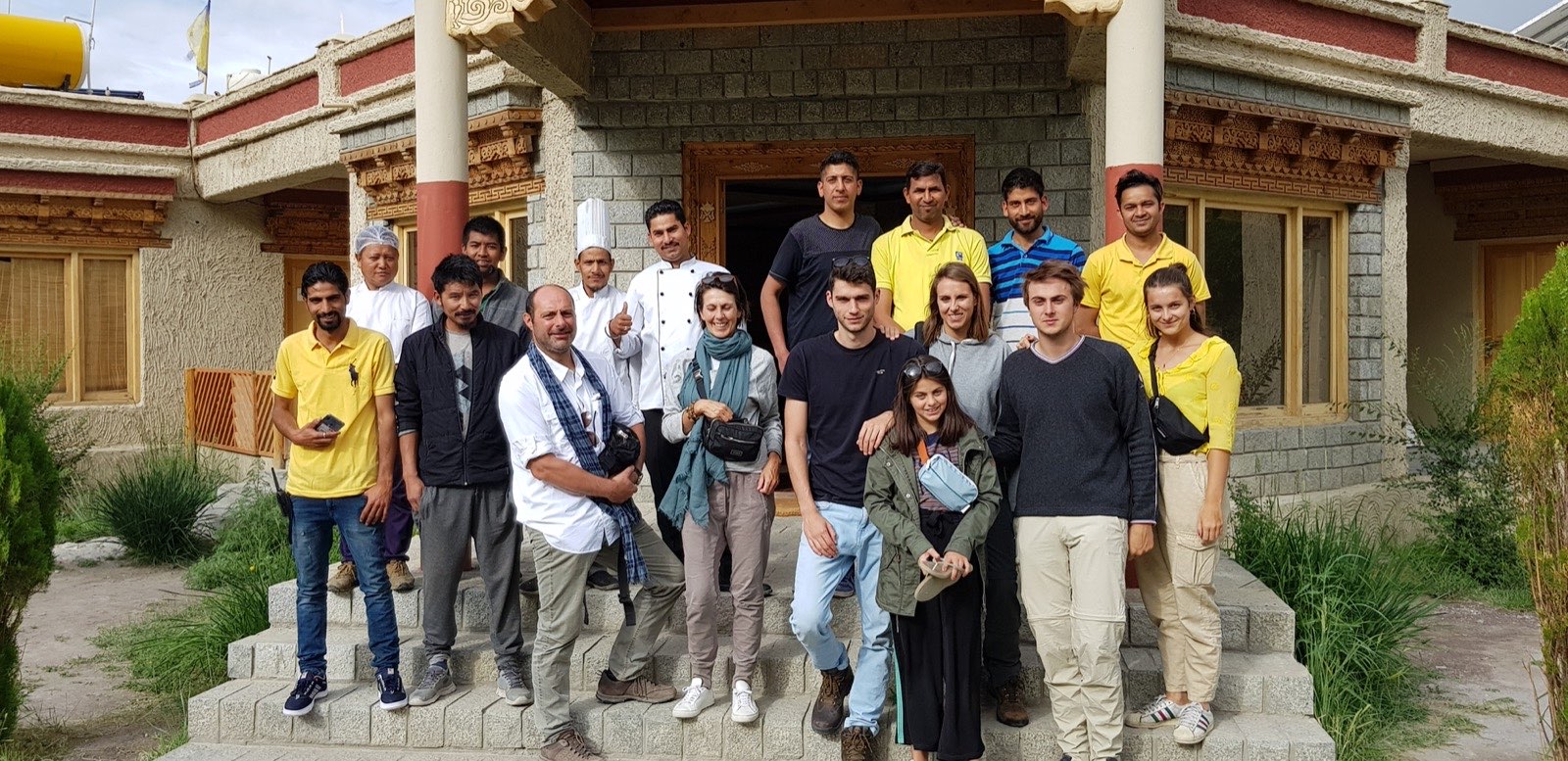 A Bout India group with hotel staff in Ladakh