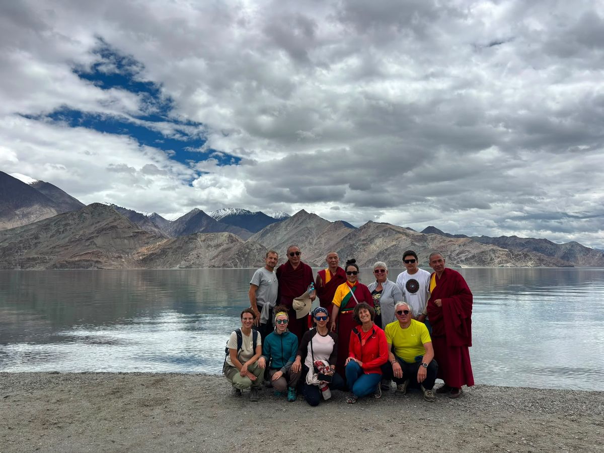 A Bout India group at a high-altitude lake in Ladakh